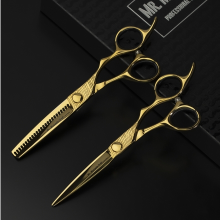 Profesjonalny zestaw fryzjerski Nożyczki + Degażówki Fryzjerskie Mr Mustache Craft 6,0″ kopia